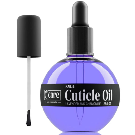 C CARE Lavender and chamomile Cuticle Oil For Nails - Repairs Cuticles Overnight - Moisturizes and Strengthens Nails and Cuticles - Dropper & Brush included - 2.5oz-Velvo Beauty