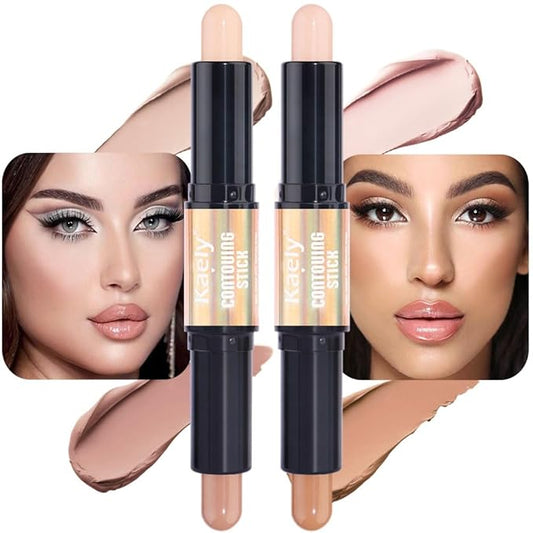 evpct 2in1 Face Shaping & Contouring Stick Cream Contour Concealer Bronzer Stick Makeup Kit for Face Highlighter Makeup Stick contorno maquillaje de maquillaje, ORIGINAL Light + ORIGINAL Medium-Velvo Beauty