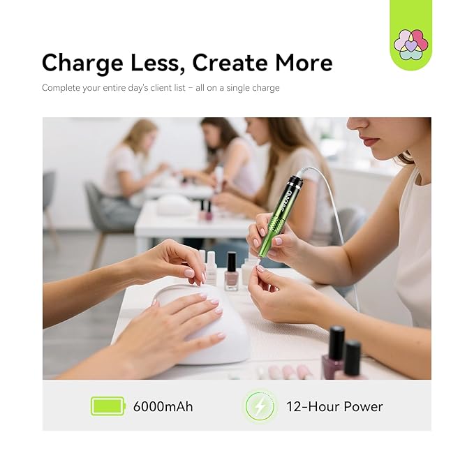 SAVILAND Advanced 50000RPM Professional Nail Drill : Portable Electric Nail File Nail Supplies Electric Nail Drill 6000MAh Drill para Uñas Nail Filer Electric with Drill Bits for Acrylic Nail Kit-Velvo Beauty