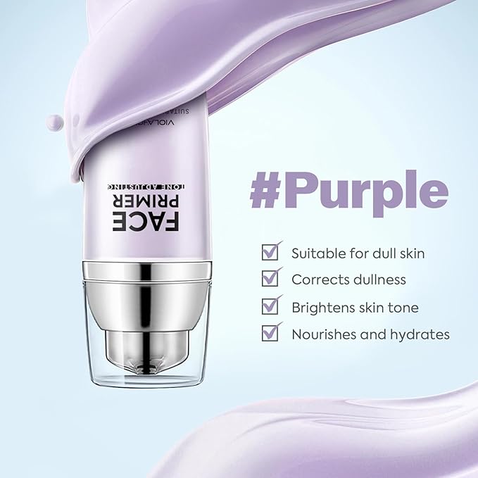 VIOLA HOUSE Face Primer, Tone Adjust Primer For Face Before Makeup-Refined, Bright And Smooth The Skin And Fills Fine Lines (Lavender Purple)-Velvo Beauty