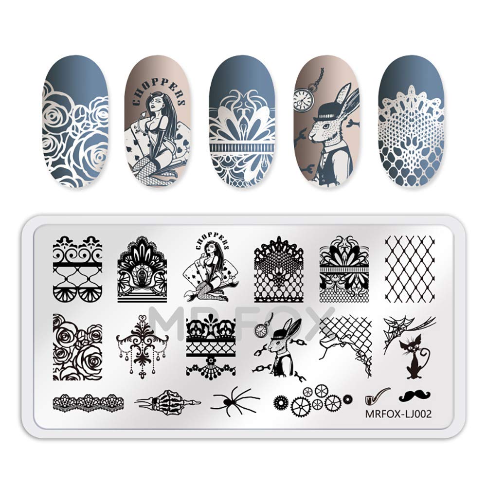 Mr. Fox Nail Print Board Set Graffiti Star Marble Pattern Bark Pattern Lace Abstract Pattern Art DIY hot Stamping Template-Velvo Beauty