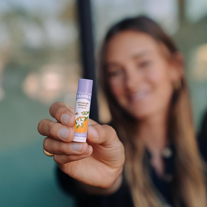 Badger - Classic Lip Balm, Lavender & Orange, Made with Organic Olive Oil, Beeswax & Rosemary, Certified Organic, Moisturizing Lip Balm, 0.15 oz (4 Pack)-Velvo Beauty