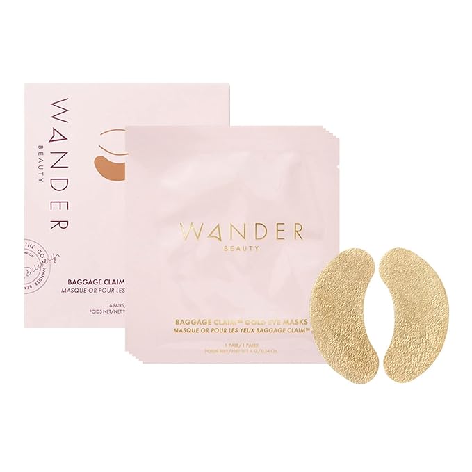 Wander Beauty Baggage Claim - Gold Foil Under Eye Patches For Dark Circles and Puffiness - Under Eye Mask Depuffs & Firms - Brightening Eye Mask for Under Eye Bags (6 Pairs)-Velvo Beauty