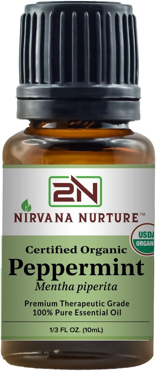 Peppermint Essential Oil USDA Certified Organic 100% Pure Premium Therapeutic Grade, Undiluted - Aromatherapy Diffuser for Calm and Relaxation, Skin Care, Hair Care-Velvo Beauty