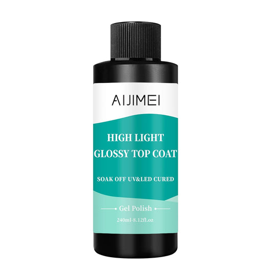 AIJIMEI 240ml High Shine Glossy Top Coat for Nails Long Lasting, Smooth TopCoat, High Light Glossy Top Coat for DIY Nail Art Use Enhance Your Manicure with Brilliant Reflection 8 Fl Oz-Velvo Beauty