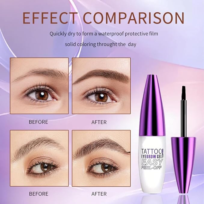 Peel Off Tattoo Brow Tint Gel - 2pcs Gray Brown Eyebrow Kit, Waterproof, Transfer-Proof & Sweatproof, Quick Peel Formula for Natural Fuller Brows, Mother’s Day Gifts for Women All Skin Types-Velvo Beauty