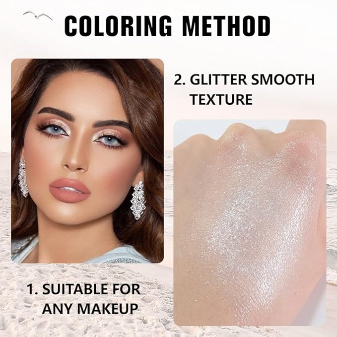 evpct Pear White Shimmer Single Eye shadow Palette Makeup for Older Women, Glitter Sparkly Pearl Shimmer Cream Eyeshadow Palette Brightener Make up, High Pigment Waterproof Monochrome Mini Eyeshadow-Velvo Beauty