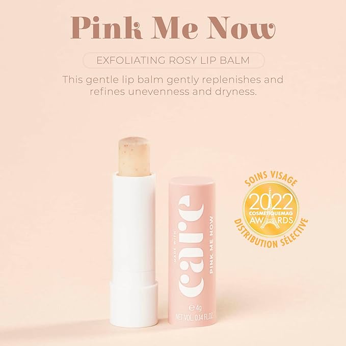 PINK ME NOW, Exfoliating Rosy Lip Balm, Daily Natural Lip Balm with 3-in-1 Action, (4g)-Velvo Beauty