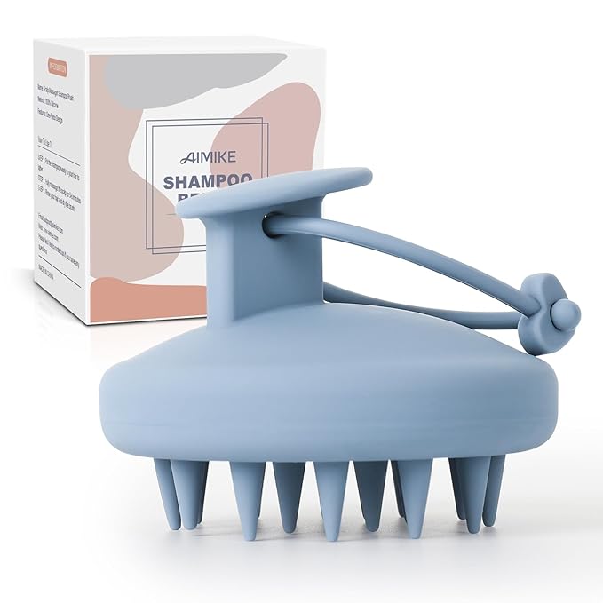 AIMIKE Scalp Massager Shampoo Brush, Soft Silicone Hair Scrubber for Washing Hair, Dandruff Removal & Hair Growth Stimulator, Scalp Brush/Exfoliator Brush On Dry & Wet Scalp-Velvo Beauty