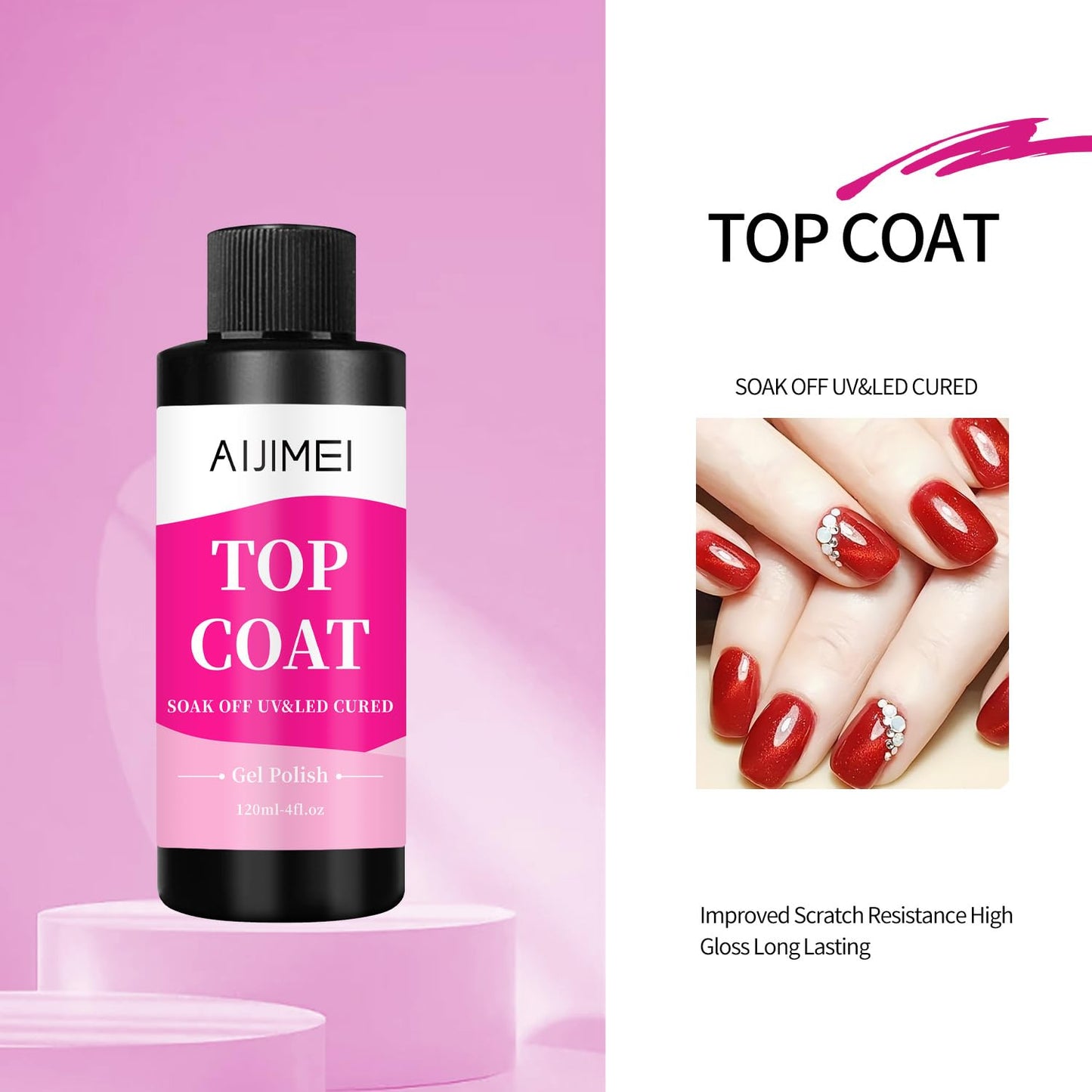 AIJIMEI 120ml Top Coat Nail Polish Premium Gel Top Coat 4 Fl Oz Long Lasting,Top Coat for Gel Nail Polish – Nail Art Topcoat for Salon-Grade Nails at Home-Velvo Beauty