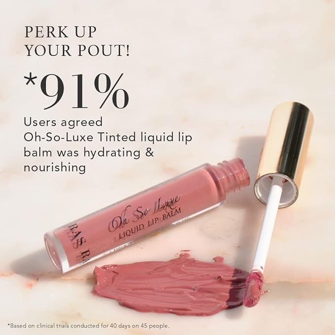 Oh-So-Luxe Liquid Tinted Lip Balm, Hydrating & Nourishing Tinted Lip Oil for dry dark lips, results in Soft & Glowing Lips, Moisturizing, Non-Sticky Nude Pink Shade - 0.10 Fl Oz - RAS LUXURY OILS-Velvo Beauty