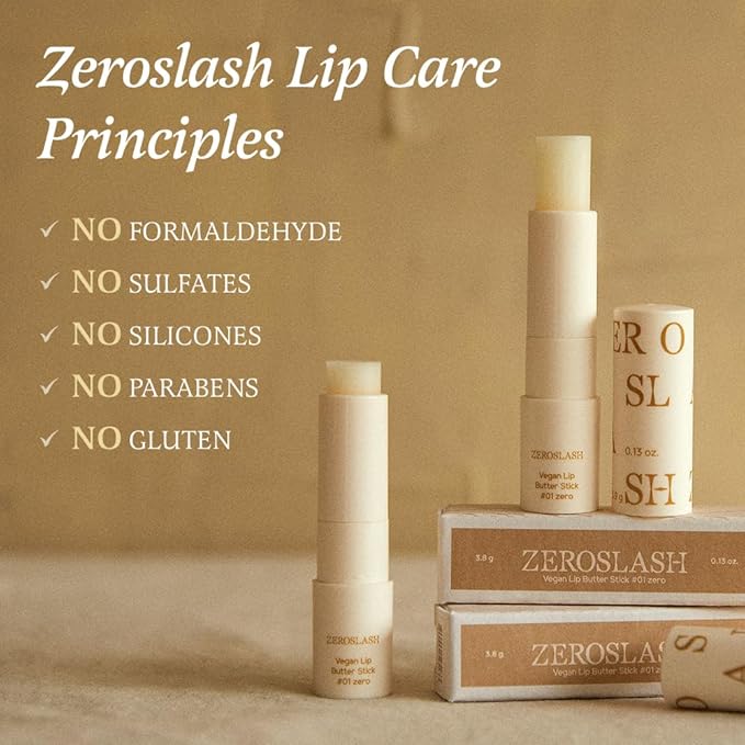 Zeroslash Vegan Lip Butter Stick with Shea Butter & Squalane 0.13oz – Hydrating Lip Balm for Dry, Chapped Lips | Plant-Based Lip Care with 6 Natural Oils | Overnight Lip Mask | Pack of 3-Velvo Beauty