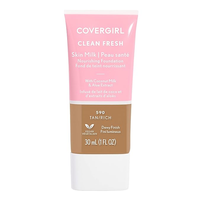 COVERGIRL, Clean Fresh Skin Milk Foundation, Tan/Rich, 1 Count (packaging may vary)-Velvo Beauty