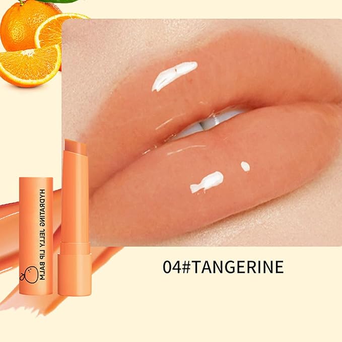 Hydrating Jelly Lipstick,Instantly Hydrating Lip Tint Tinted Moisturizing Lip Balm For Dry Lip,Conditioning & Nourishing Lip Care Moisturizer Fruit Lip Oil Non-sticky Lip Gloss(Tangerine)-Velvo Beauty