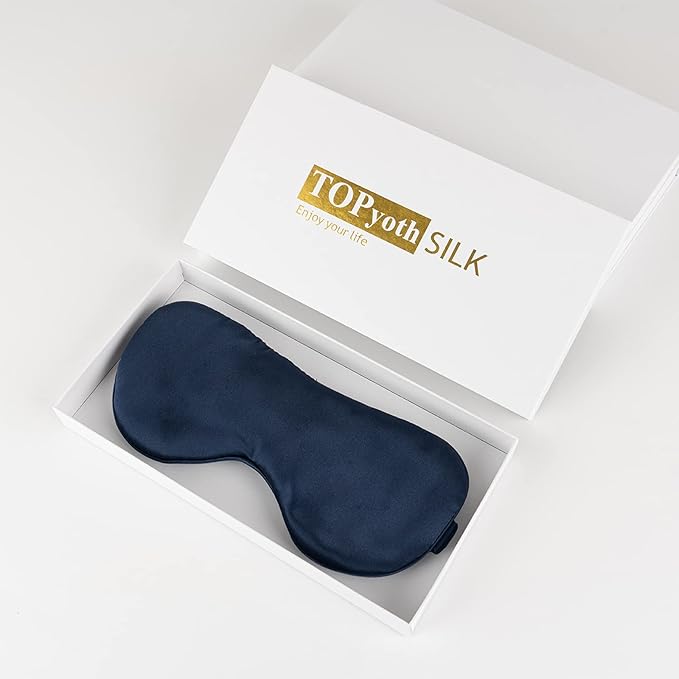 Silk Sleep Mask - 22 Momme Pure Natural 100% Mulberry,Silk Eye Mask for Night Sleeping,Travel, (Purplish Blue)-Velvo Beauty