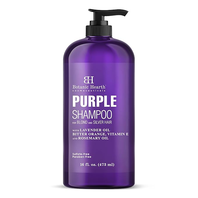 Botanic Hearth Purple Shampoo 16 Fl Oz | For All Shades Of Blonde, Silver & Gray Hair | With Lavender Oil, Vitamin E & Rosemary Oil | Sulfate & Paraben Free-Velvo Beauty