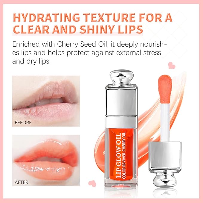 Hydrating Lip Glow Oil, Moisturizing Plumper Lip Gloss, Transparent Plumping Balm, Tinted Balm Care 0.2 OZ - 006 BERRY-Velvo Beauty