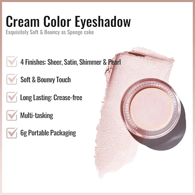Oulac Cream Eyeshadow also for Highlighter Large Capacity Highly Pigmented Eye Shadow Waterproof &Long Lasting with Moisturizing Formula, Shimmer Glitter Eye Makeup Set 2-Velvo Beauty