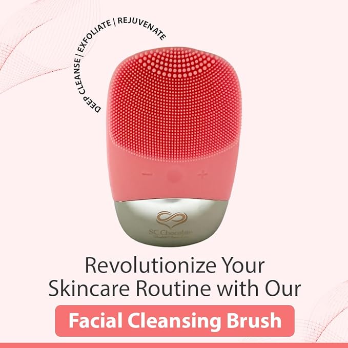 Facial Cleansing Brush | 3-in-1 Electric Face Scrubber | USB Rechargeable Face Cleansing Brush | IPX7 Waterproof | Blackhead Remover | Deep Cleansing & Exfoliating (Pink)-Velvo Beauty