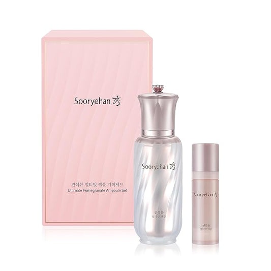Sooryehan Ultimate Pomegranate (Ampoule Set, 1.9fl oz) - Skin Elasticity, Reduced Wrinkles & Skin Tone Improvement, Elastin, Vitamin C, Adenosine & Niacinamide-Velvo Beauty