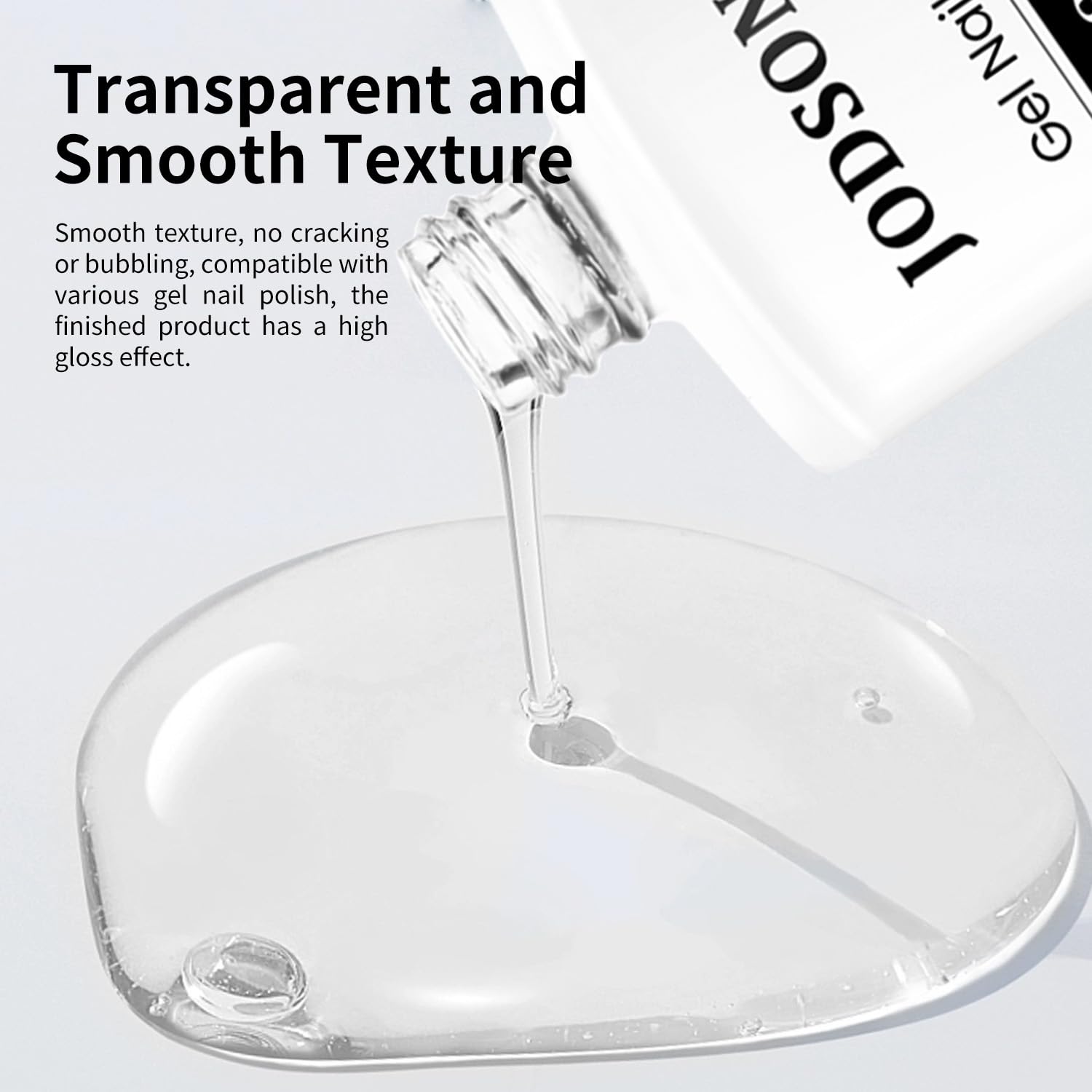 JODSONE 2 Bottles 18ml Top Coat Base Coat Gel Polish Set Compatible for Nail Salon Bright Surface, Girl Gift and At Home DIY Need U V Lamp Curing-Velvo Beauty