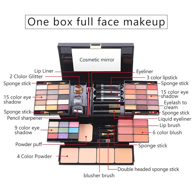 Professional 39 Colors Eyeshadow Palette All-in-one Cosmetic Makeup Gift Set including Matte Shimmer Highly Pigmented Eye Shadows, Blush, Pressed Powder and Lipstick-Velvo Beauty