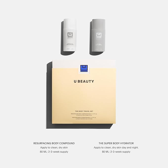 U Beauty Resurfacing Body Compound - Anti-Aging Aha Body Serum and The Super Body Hydrator - Hyaluronic Acid Cream Body Travel Set-Velvo Beauty