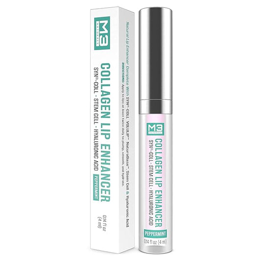 Collagen Lip Plumper Clinically Proven Natural Lip Enhancer for Fuller Softer Lips Increased Elasticity Reduce Fine Lines Hydrating Plump Gloss Lipstick Primer 4 ml (Teal) by M3 Naturals-Velvo Beauty