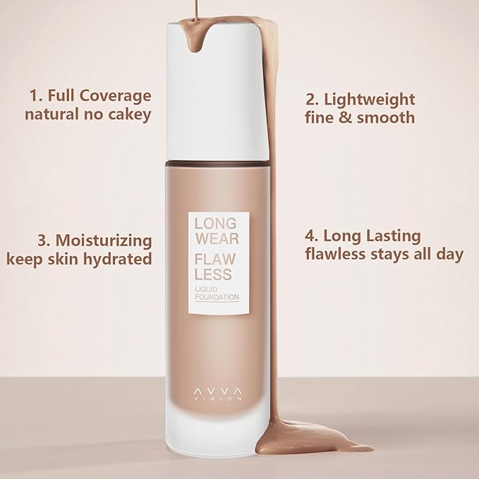 Liquid Foundation Makeup Natural True Skin Tone Full Coverage Concealer Flawless Complexion Blendable Longwear, 103, 1 fl. oz.-Velvo Beauty