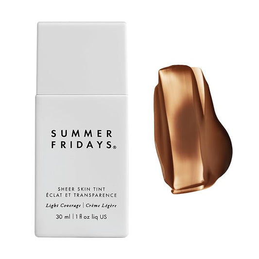 Summer Fridays Sheer Skin Tint - Tinted Moisturizer with Hyaluronic Acid - Helps Diminish Uneven Skin Tone - Sheer to Light Coverage - Shade 8 - Medium Deep with Neutral Warm Undertones (1 Fl Oz)-Velvo Beauty