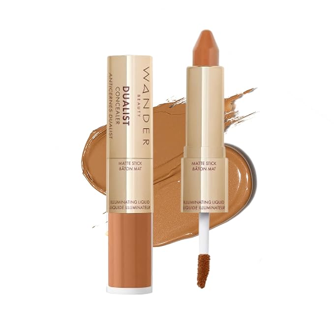 Wander Beauty Dualist Matte and Illuminating Concealer Makeup - Deep - Dual-Ended Matte Concealer Stick + Liquid Concealer - Full Coverage Concealer Brightens, Firms & Hydrates Under Eyes - 0.28 fl oz-Velvo Beauty