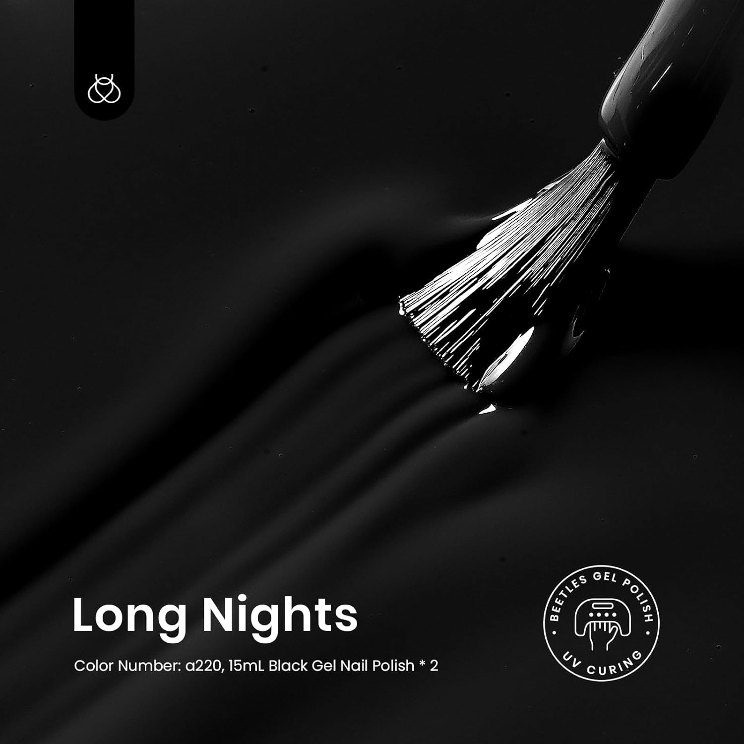 Beetles Black Halloween Gel Polish 2Pcs Pure Black Gel Nail Polish Set 15ml Dark Base Color Soak Off Uv Nail Lamp Art Manicure DIY Design Gift for Women Long Nights Collection-Velvo Beauty