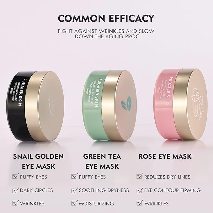 Under Eye Patches for Puffy Eyes, Dark Circles and Wrinkles, 60 Pcs Eye Masks with Rose, Snail and Green Tea Extract to Refresh Your Eye Skin (Green Tea Extract)-Velvo Beauty