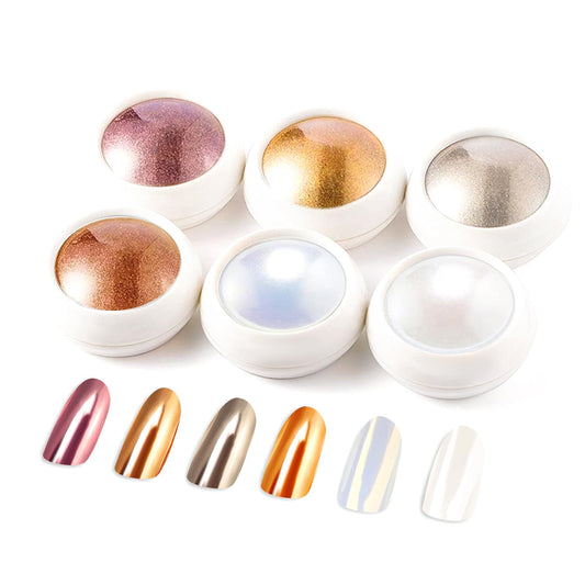 6Pcs Chrome Nail Powder Set - Metallic Mirror Effect Holographic Nail Powder Gold Silver White Nail Chrome Powder for Nails Art Decoration-Velvo Beauty