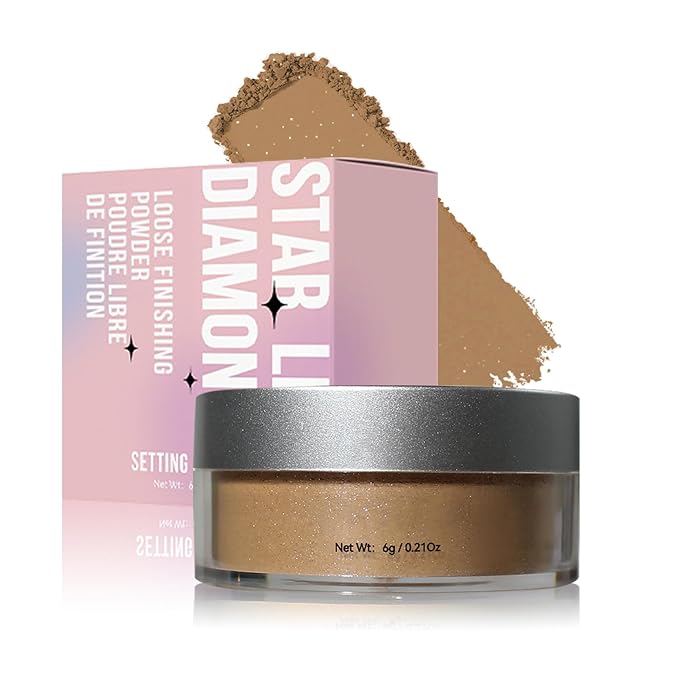 Oil Control Loose Powder Makeup Translucent Setting Powder Shimmer Long Lasting Lightweight Polvo Traslucido Maquillaje Para Mujer Face Powder Makeup - 04 Dark Brown Shimmer-Velvo Beauty