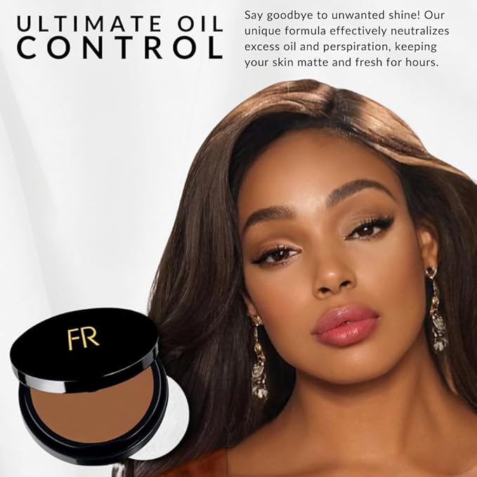Luxury Oil Blotting Pressed Powder by Flori Roberts, Long Lasting Oil and Shine Control, Flawless Complexion for Women of Color or Deeper Skin Tones-Velvo Beauty