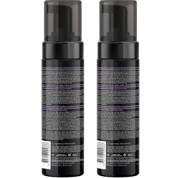 b.tan Violet Self Tanner Mousse Bundle | Love At First Tan - Best, 1 Hour Express Sunless Tanning Foam, Cancels Orange Tones, Dark Bronzing Glow, No Fake Tan Smell, Face & Body, 6.7 Fl Oz, Pack of 2-Velvo Beauty