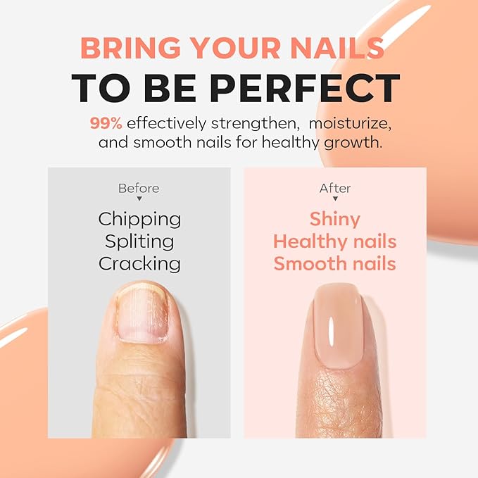 modelones Nail Strengthener Jelly Nude Nail Repair for Damaged Nails Strengthening Polish 15ml Nail Growth and Strengthener Natural Concealer Foundation Nail Care Gifts for Women-Velvo Beauty