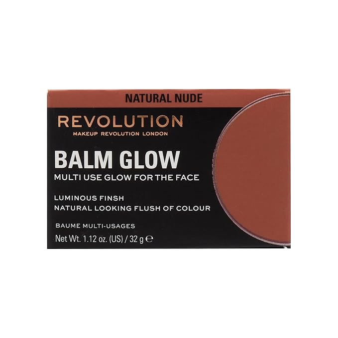 Revolution, Balm Glow, Multi-Use Balm for Cheeks, Eyes & Lips, Buildable Formula, Dewy Finish, Natural Nude, 1.12 Oz.-Velvo Beauty