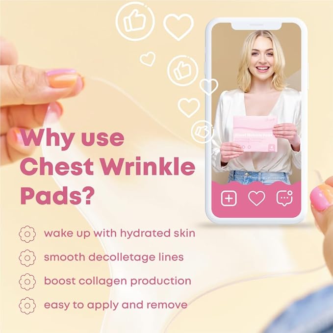 Chest Wrinkle Patches Reusable | Anti-Aging Patches for Fine Lines | Long-Lasting Wrinkle Pads for a Youthful Appearance | Skin-Safe Chest Care Solution | Includes 4 Durable Pads for a Smooth Look 4ct-Velvo Beauty
