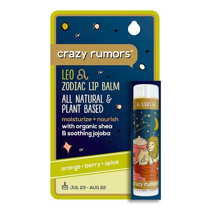 Crazy Rumors Leo Zodiac All Natural, Plant Based Lip Balm to Moisturize and Nourish your Lips - Fire Blend (Sweet Orange, Fresh Berry, Aromatic Spice)-Velvo Beauty