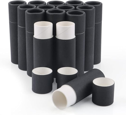 15 Pcs 0.3 oz Paperboard Lip Balm Tubes,Empty Kraft Paper Chapstick Tube Holder,Push-Up Style Biodegradable Solid Perfume Lip Gloss Container for DIY Homemade Balm Container,Natural Packaging- Black-Velvo Beauty