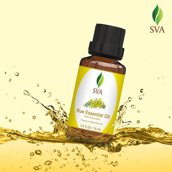 SVA Rue Essential Oil – 1/3 Fl Oz – 100% Natural Rue Oil - for Diffuser, Hair Care, Face, Skin Care, Aromatherapy, Scalp and Body Massage, Soap and Candle Making-Velvo Beauty