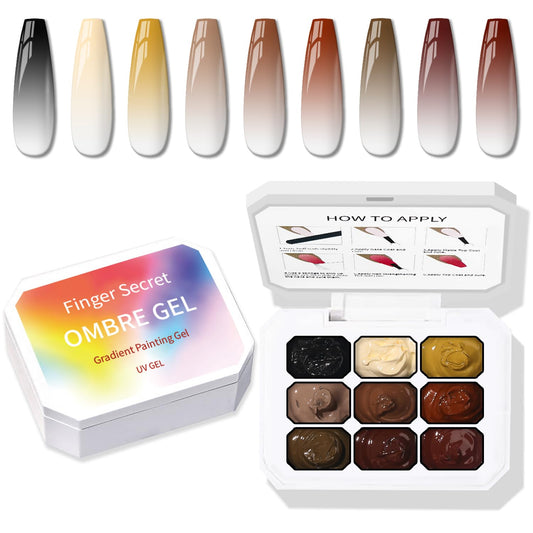 Sponge Pat Paint Nail Gel, 9 Colors Ombre Nails Gradient Gel Nail Blush Blooming Aura Nails Drawing Stripper Floral Painting Nail Art, No Wipe, UV/LED Curing (9 Colors B)-Velvo Beauty