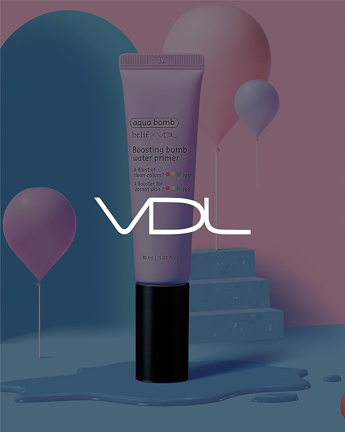VDL Boosting Bomb Water Primer (Natural Finish, 1fl oz) - Makeup Base, Natural Radiance Booster. Smooth & Even Skin Tone, Moisturizer. Korean Skin Care for Perfect Canvas. Vegan Formula Cream,-Velvo Beauty