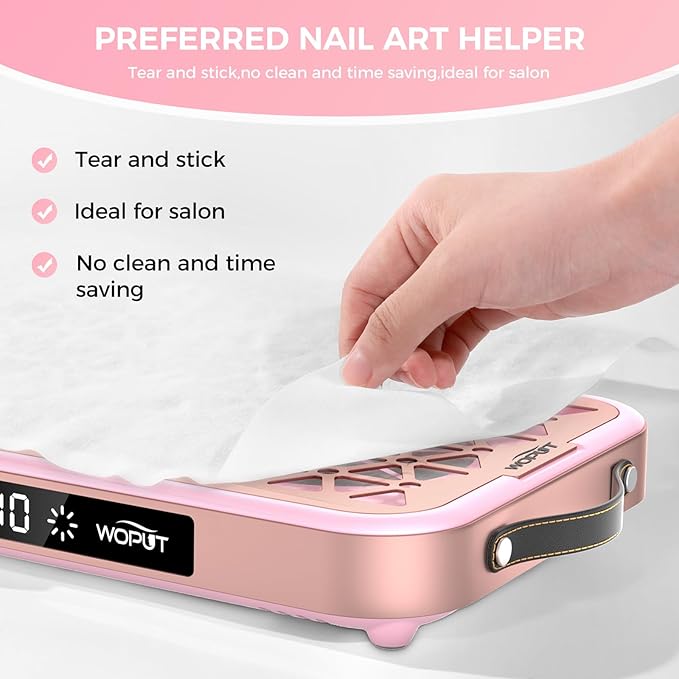 Professional Nail Dust Collector, 1600PA Portable Vacuum Fan Dust Collector with Disposable Filter Paper (30 Pcs) for Nail Polishing & Manicure Pedicure, Low Noise, Nail Salon & Home - Pink-Velvo Beauty