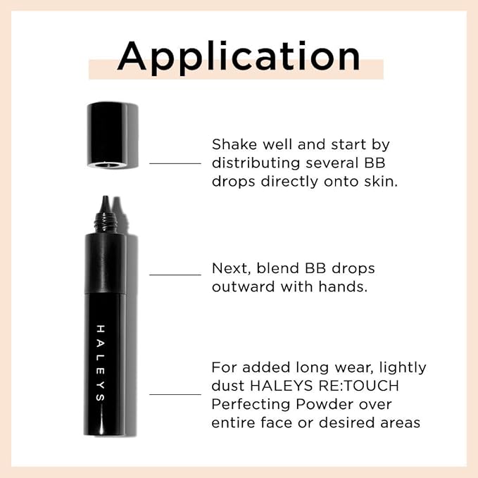 HALEYS RE-Invent BB Drops (Dark Neutral) Vegan, Cruelty-Free Tinted BB Moisturizer Foundation with Marula Face Oil - Hydrate Skin with Sheer Coverage for a Natural, Healthy-Looking Complexion-Velvo Beauty