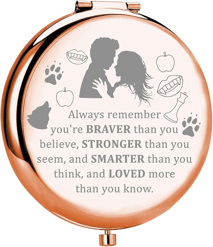 MYOSPARK Twilight Movie Compact Makeup Mirror Edward and Bella Fans Gift Vampire Fans Gift Movie Inspired Gift Fandom Gift (Twilight AMirror)-Velvo Beauty