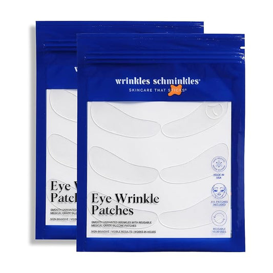 Wrinkles Schminkles Under Eye Wrinkle Patches | Smooth Eye Wrinkles, Crows Feet & Dark Circles Overnight | 6 Pairs Reusable Medical Grade Silicone Patches-Velvo Beauty
