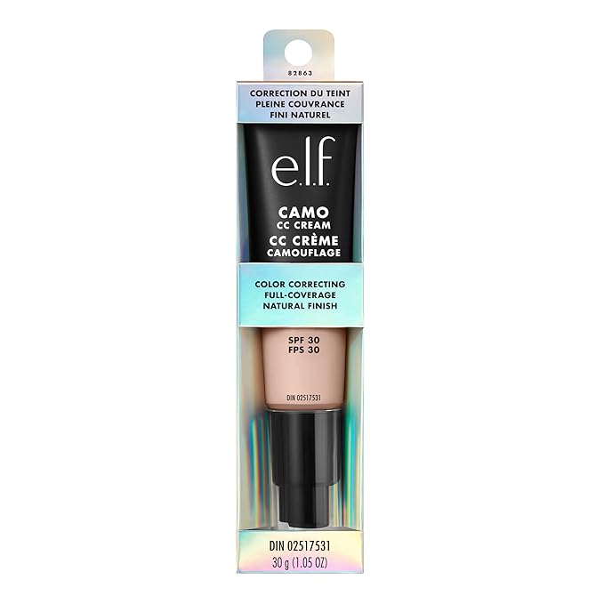 e.l.f. Camo CC Cream, SPF 30 Color-Correcting Medium-To-Full Coverage Face Foundation, Delivers An Airbrushed Finish, Vegan & Cruelty-Free, Fair 125 C-Velvo Beauty
